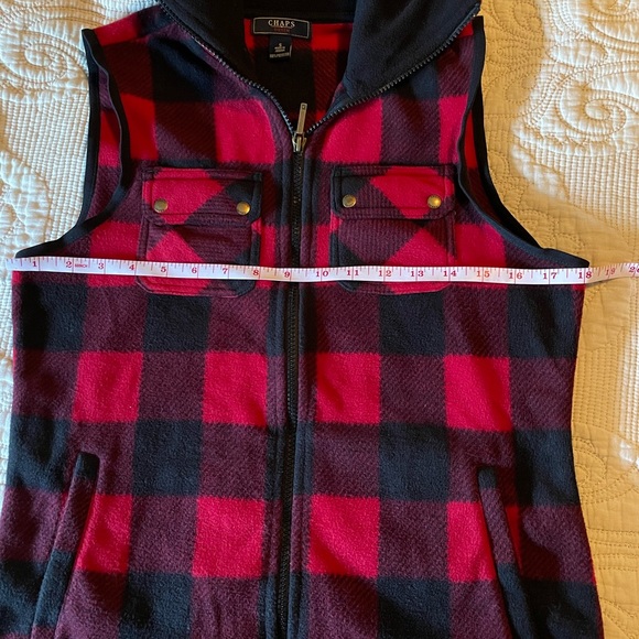 CHAPS Red Plaid Fleece Vest - Picture 5 of 6